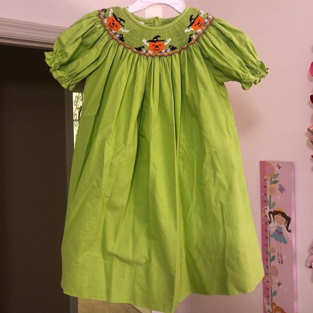 Toddler girls smocked pumpkin dress